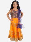 Navy And Yellow Colour Colour KID1 Neveli Fancy Festive Wear Girls Lehenga Choli Collection K21LG156NVYE